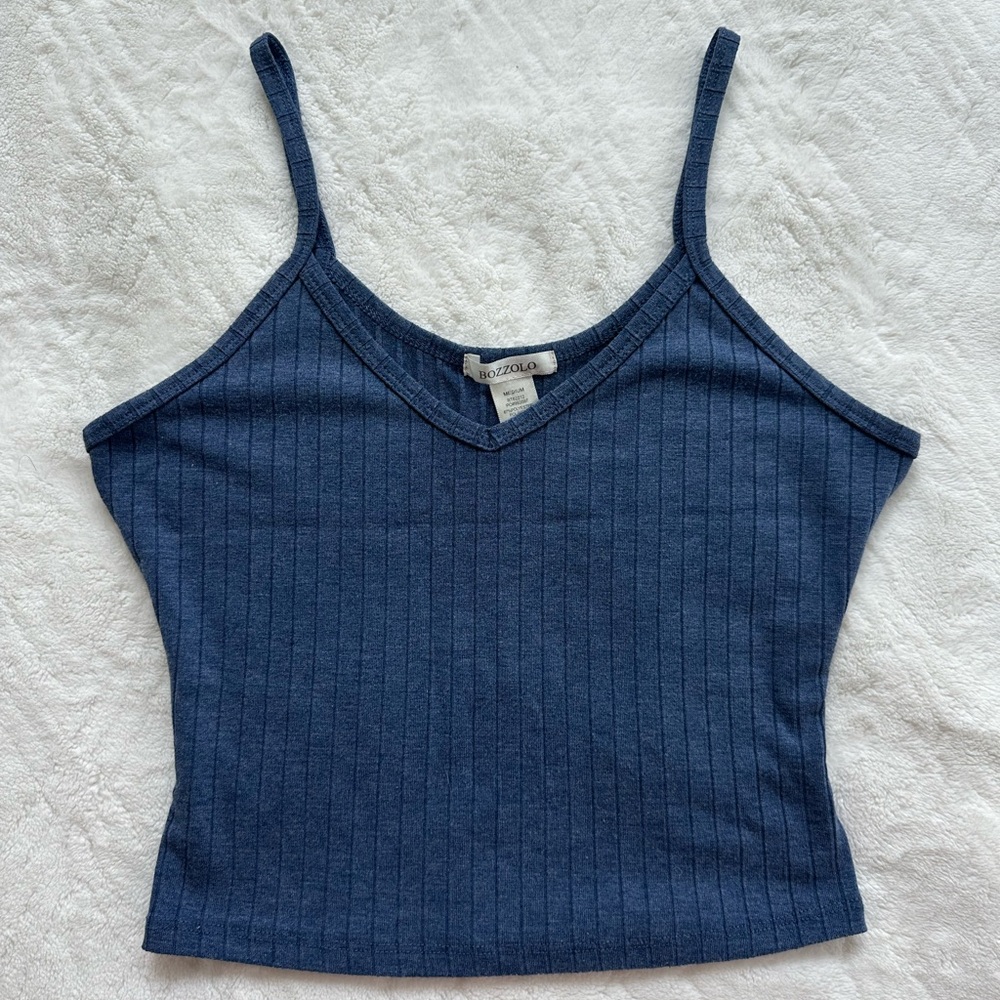 Bozzolo Blue Ribbed Crop Camisole